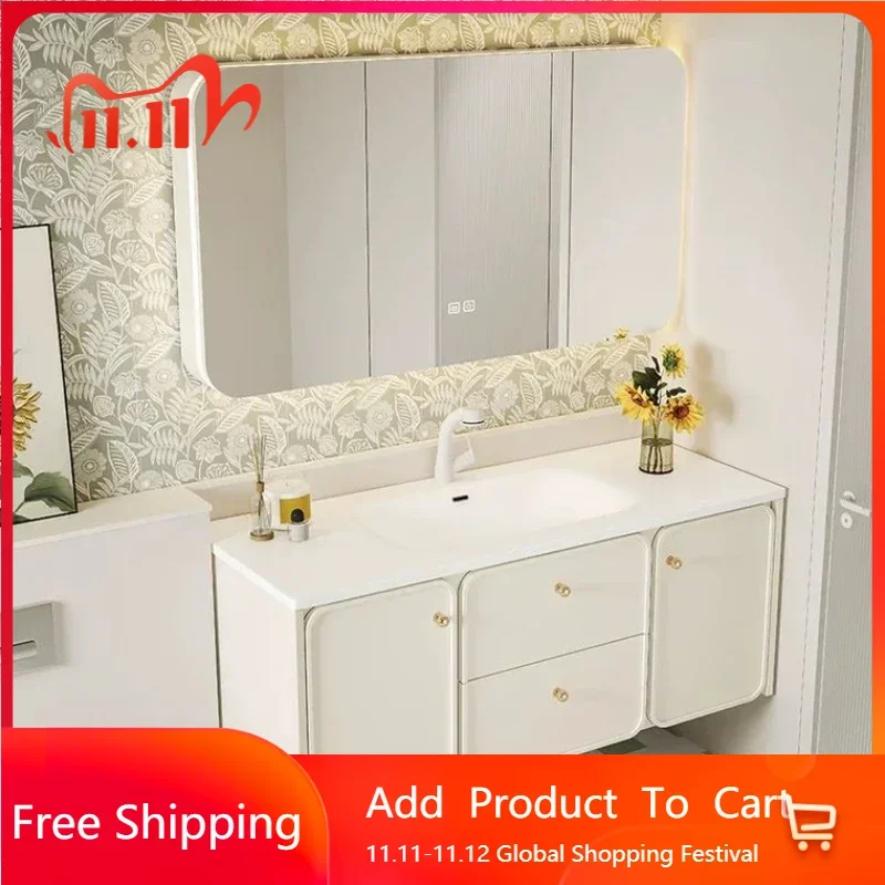 

Partitions Bathroom Cabinets with Smart Mirror Ceramics Integrated Washbasin Bathroom Vanity Bedroom Vestidores Trendy Furniture