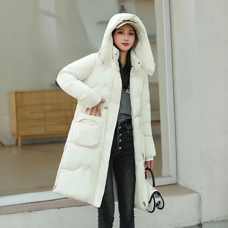 

2025 Slimming Hooded Long Coat Lightweight Insulated Cotton Jacket for Women Fashion Winter Essential