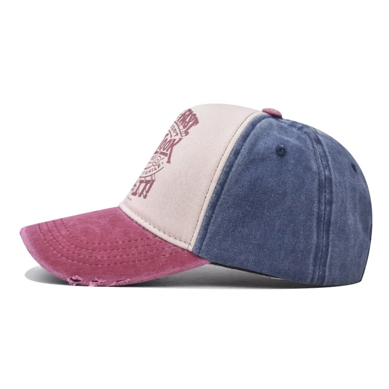 Baseball Cap Sun hat Retro-style Washed denim baseball cap Color matching STOP LOOK Spring Autumn baseball Hip Hop Fitted Cap