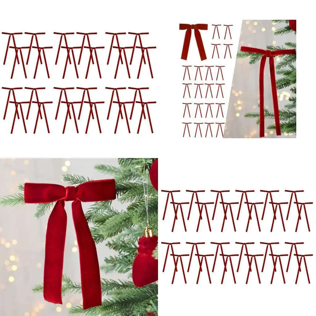 

652F 12/24Pcs Soft Velvety Fabric Bowknot Ornament Christmas Tree Bowknot Ornament For Mantels Wedding Christmas Celebration