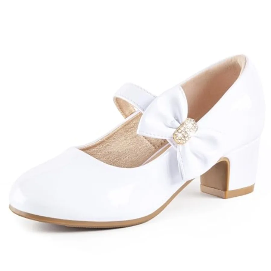 Zapatos de Vestir para Niñas LAURMOSA con Lazo, Zapatos Mary Jane de Princesa, Tacones Altos para Niñas Pequeñas y Grandes, para Bodas, Fiestas y Cumpleaños