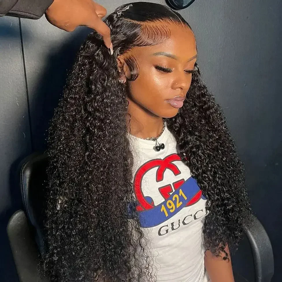 30 بوصة مجعد الدانتيل شعر مستعار أمامي خصلات الشعر المستعار الإنسان 13x4 13x6 المياه موجة عميقة شفافة الدانتيل الباروكة الأمامية البرازيلي قبل قطعها شعر مستعار #1