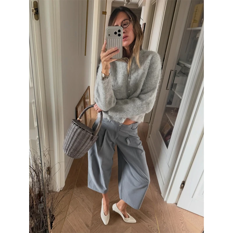 Solid Turtleneck Knit Short Pullover Women Chic Scarf Collar Full Sleeves Loose Warm Sweater 2026 Lady Daily Street Pullovers