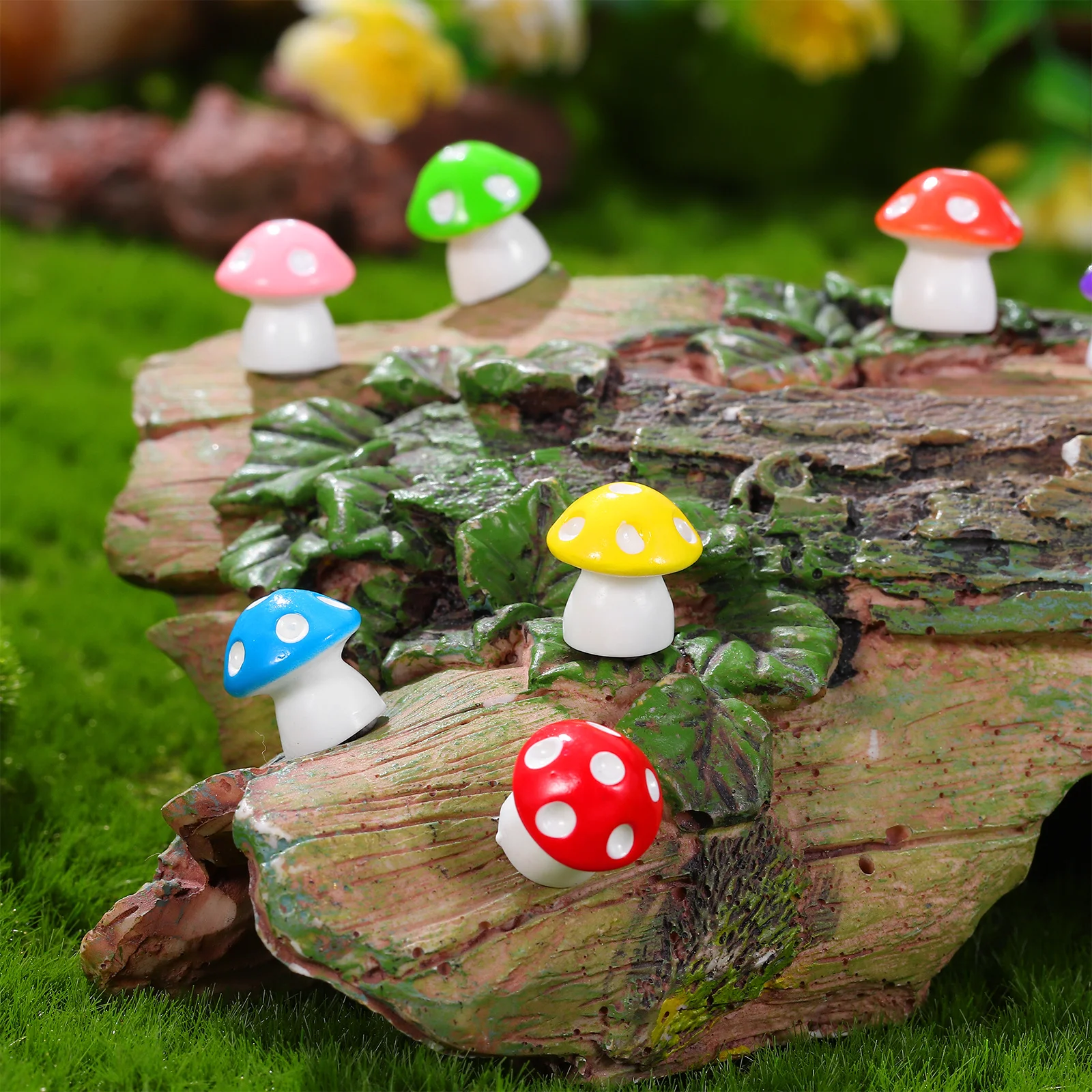 

80Pcs Mini Mushrooms Adorable Resin Home Garden Micro Landscape Decor Colorful Handcrafted Accessories Tiny Mushrooms
