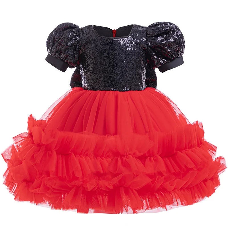 Children's New Year Costume Sequin Bow Princess Dresses With Hair Accessories Carnival Birthday Party Cosplay Clothes Dress 2025