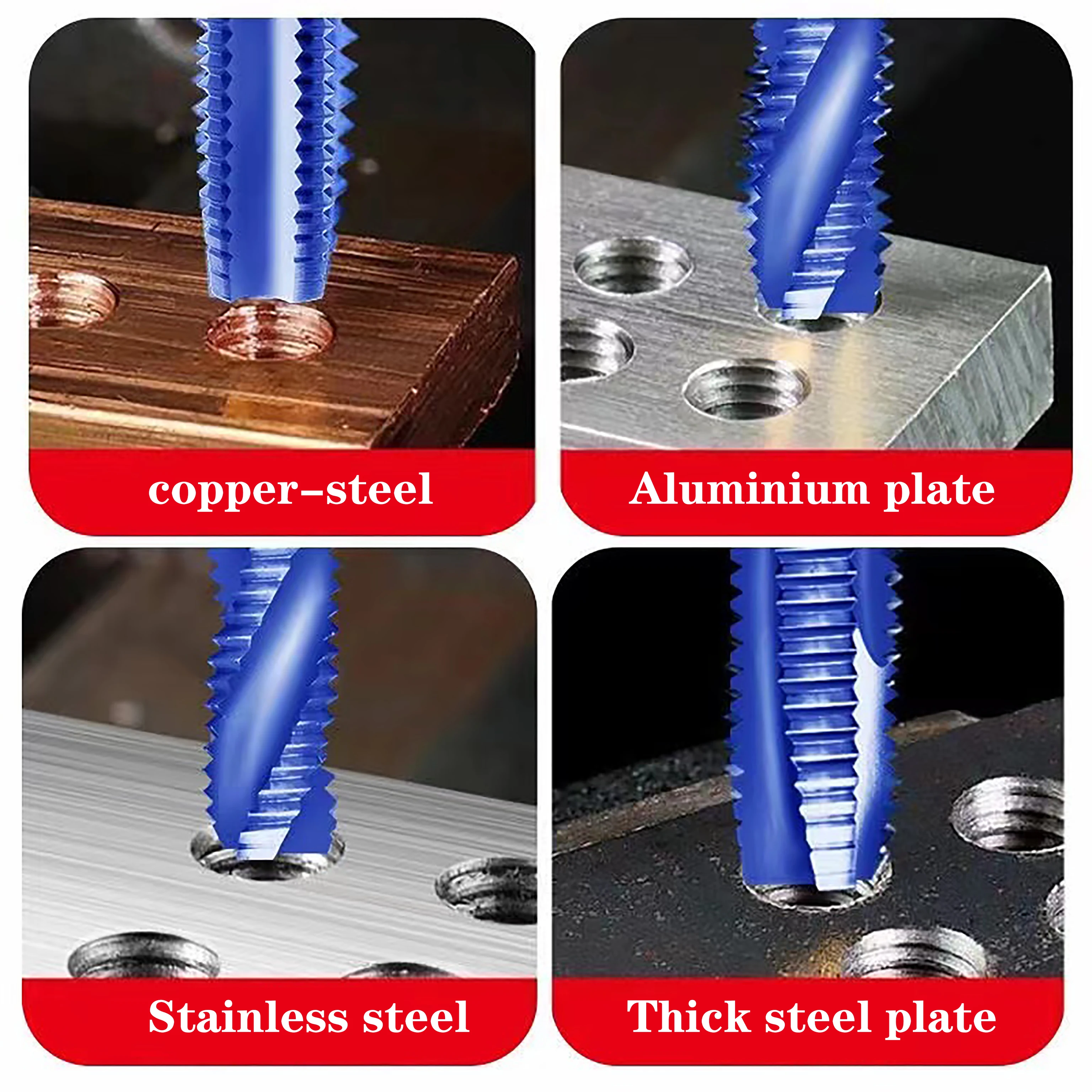 Straight slot/tip/spiral tap with cobalt for M35 nano blue metal processing tools for M2.0-M24 CNC machine tools