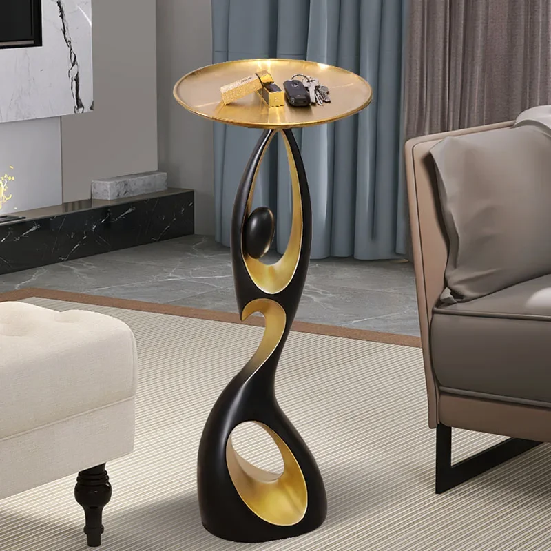 Elegant Abstract End Table with Artistic Print Stylish Living Room Decor Designer Luxury Corner Table Creative Coffee Table