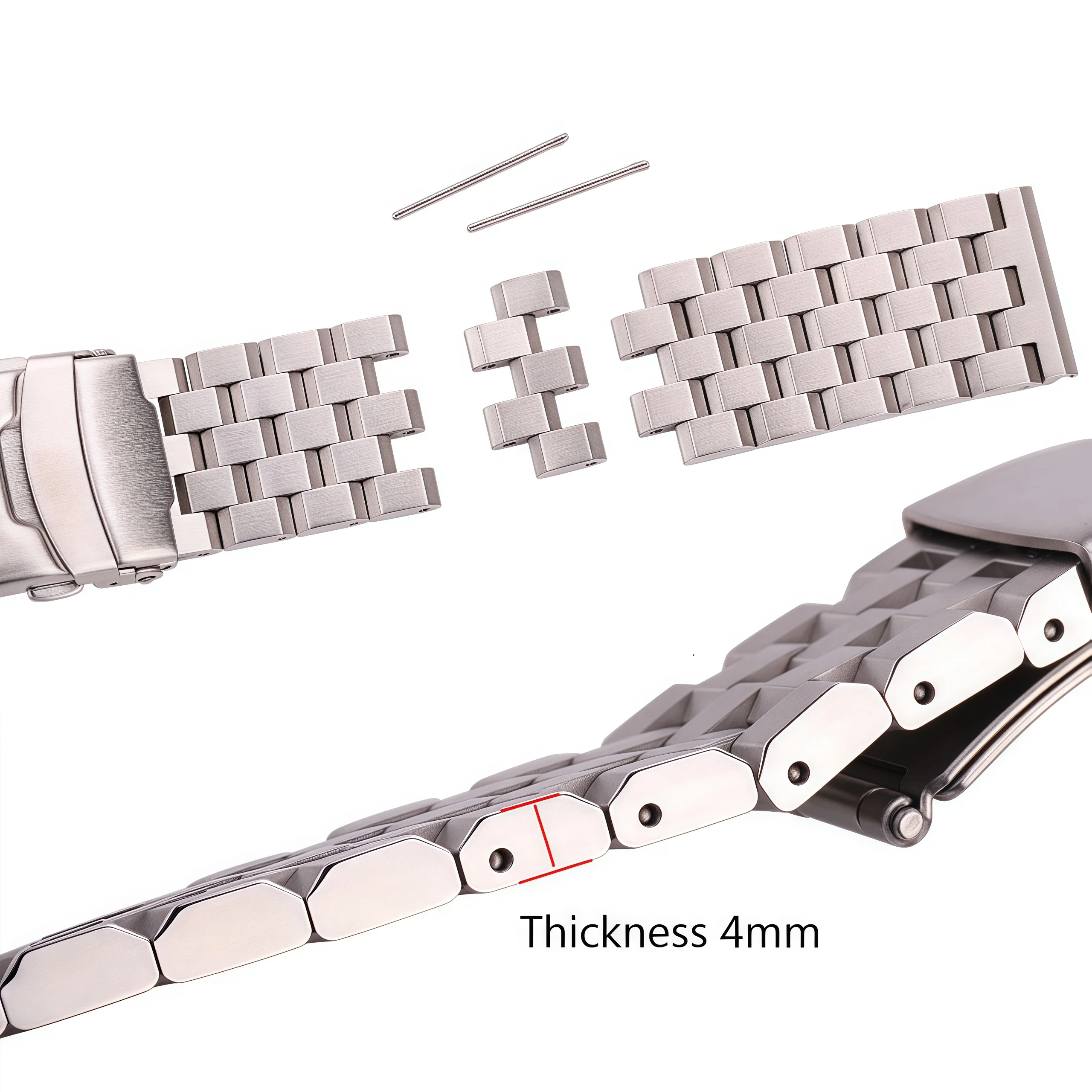 ユニセックスステンレススチールウォッチストラップ,18mm,20mm,22mm,24mm,シルバー,金属製,レディースアクセサリー