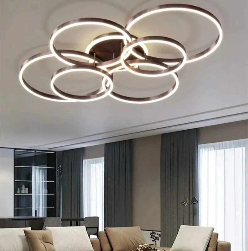 Lampu Gantung Modern LED untuk Interior Ruangan, Lampu Gantung Plafon untuk Ruang Tamu, Ruang Belajar, Kamar Tidur, Cincin Bundar Nordik, Dekorasi Rumah