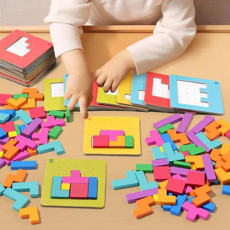 3d Creatieve Desktop Puzzelspel Kinderen Tangram Wiskunde Speelgoed Bouwstenen Bord Kleur Vorm Spel Vroeg Educatief Speelgoed