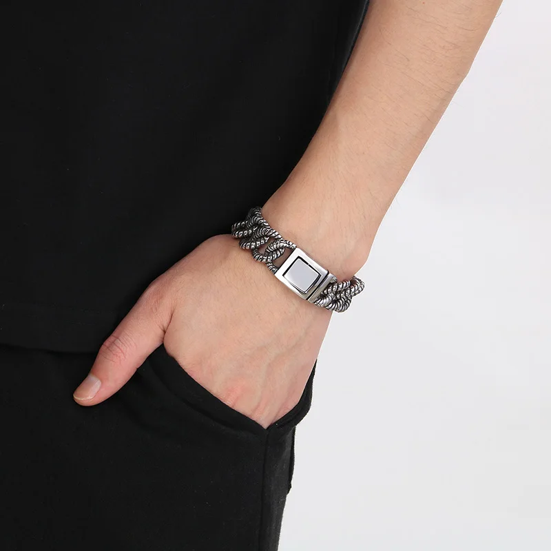 Fongten Stainless Steel Bracelet For Men Snake Bone Chain Bracelet Wrist Male Bangle Waterproof Jewelry Birthday Gift
