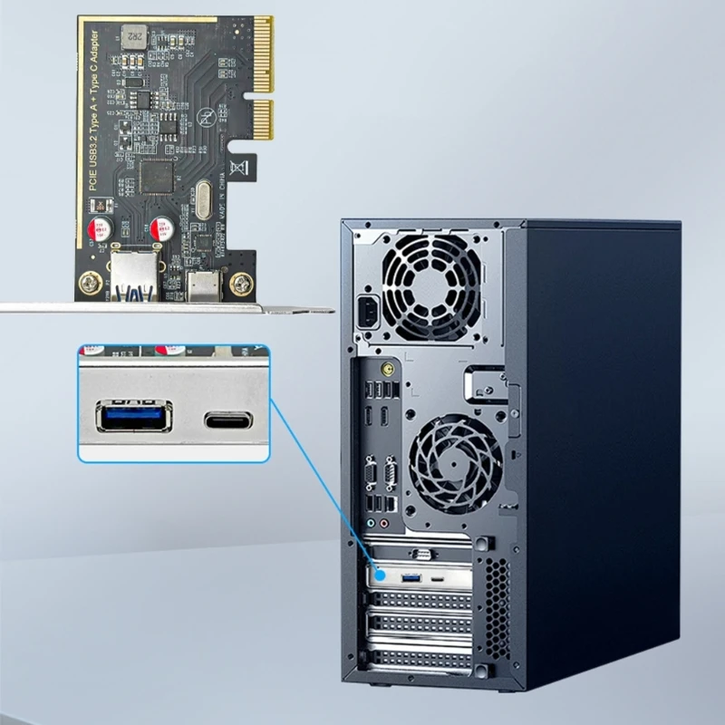 بطاقة توسيع PCIE لسطح المكتب مع منفذ USB C 3.1 و USB3.0 لدعم الجهاز المتعدد ASM1142 شريحة