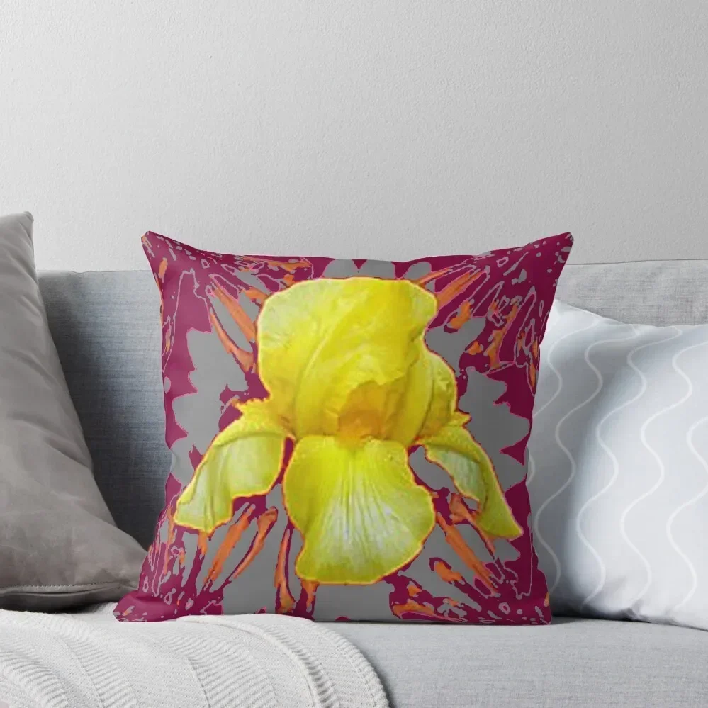 

YELLOW IRIS FLORAL GREY PATTERN ABSTRACT Throw Pillow Sofa Cushion Cover Cushion Covers For Living Room pillow