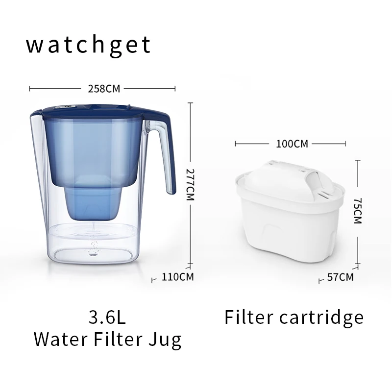watchget Home Water Filter Pitcher, Activated Carbon Tap Water Filtration Jug, Kitchen Water Purifier for Household Use