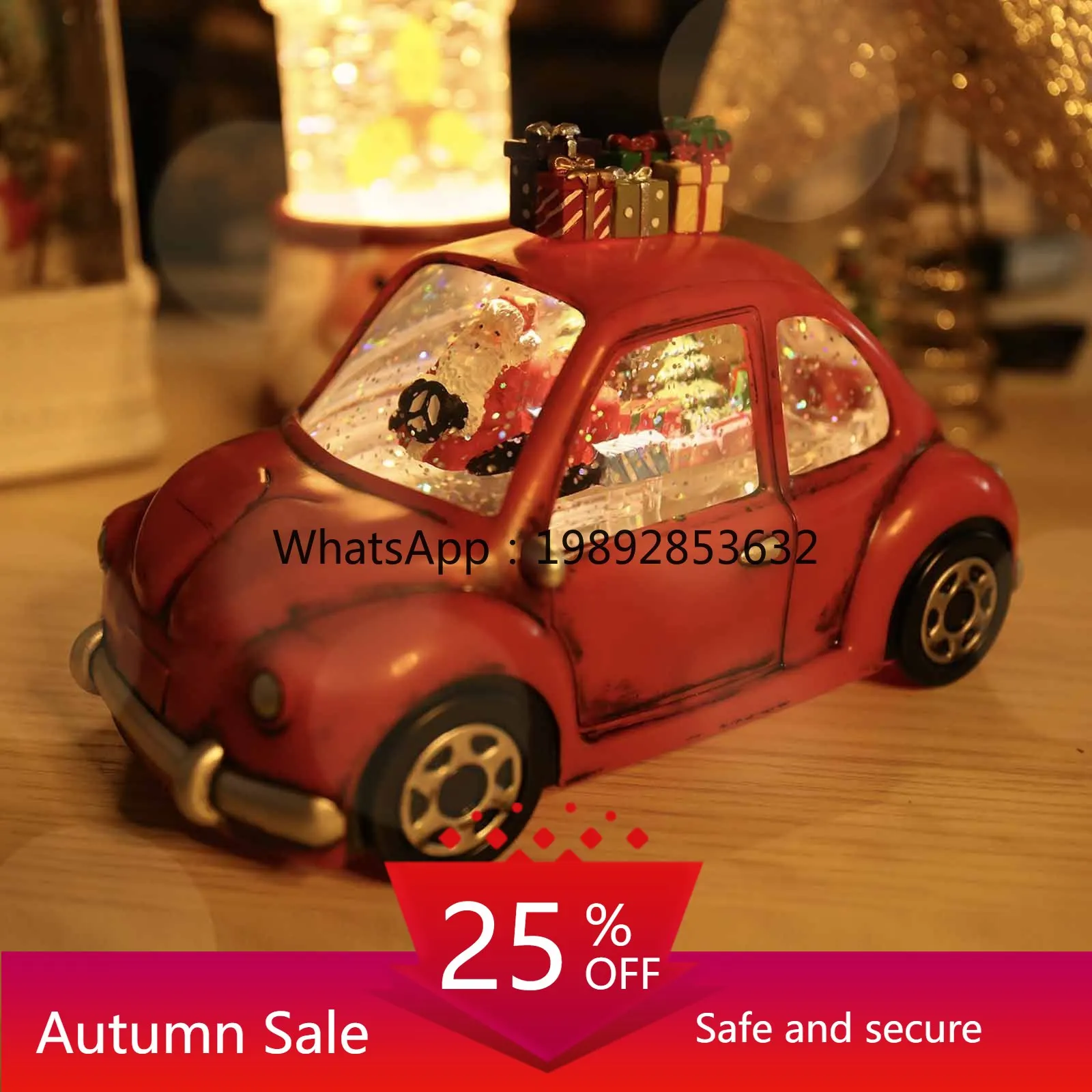 

LYY Snowman Creative Water Lantern Craft Resin Music Box Christmas Car Gift Pack Wind Lantern