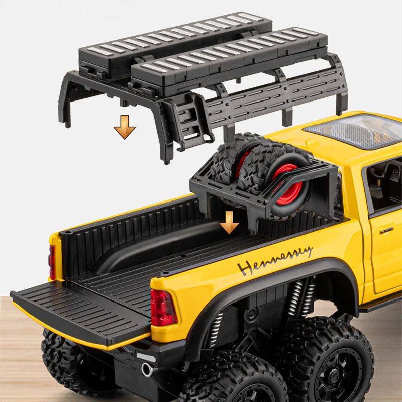 1:24 dodge tiranossauro ram 1500 rex captador liga modelo de carro diecast metal veículos off-road modelo de carro som luz crianças brinquedo presente