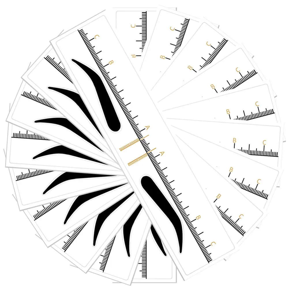 50Pcs Eyebrow Drawing Tool Measuring Ruler Eyebrow Positioning Shaping Stencil for Professional Brow Tattooing Makeup