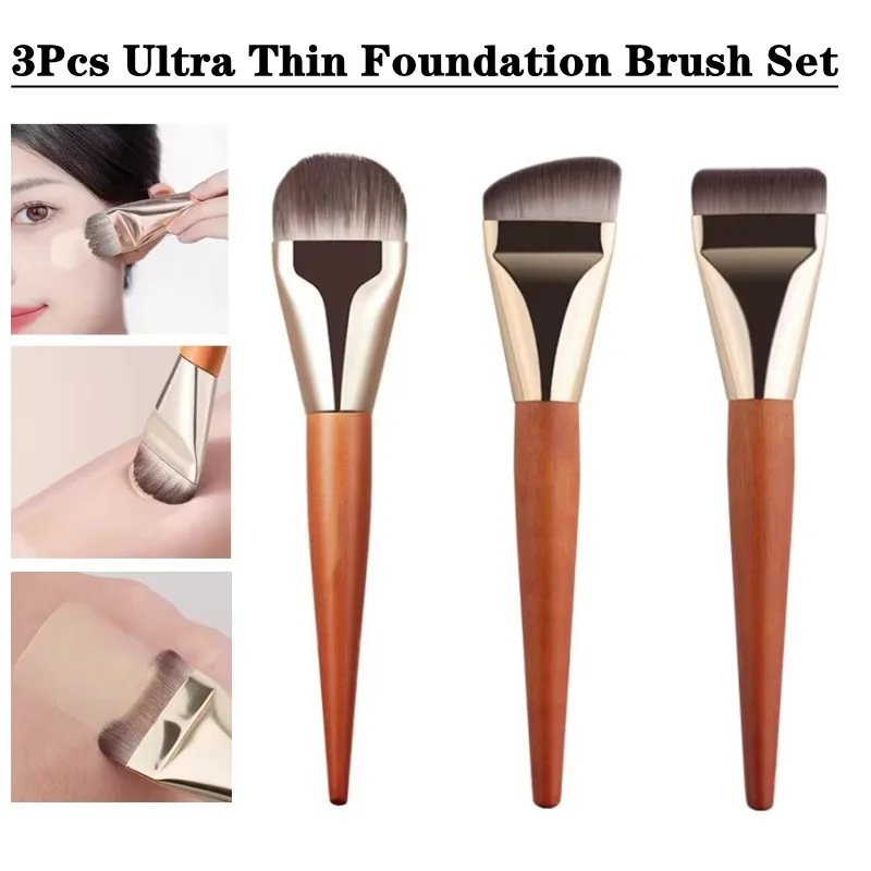 1/2/3 stuks ultradunne foundationborstels zacht haar dun gezicht platte contourborstel blending foundation crème make-upborstel schoonheidstool