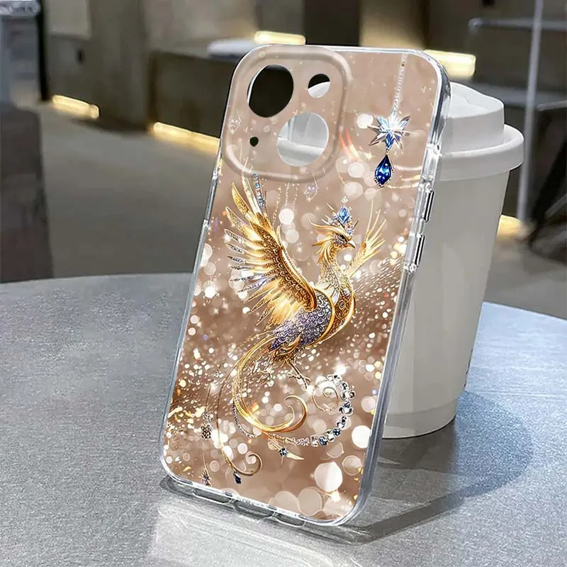 

Luxury Phoenix Pattern For Apple iPhone 17 16e 16 15 14 13 12 11 Pro Max Plus Mini Soft Transparent Phone Case