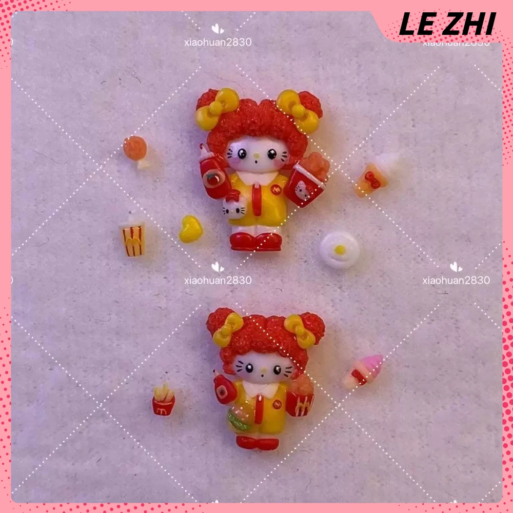 Molde de silicona para uñas de Hello Kitty, diseño de dibujos animados kawaii, producto terminado, DIY, patatas fritas, helado, patas de pollo