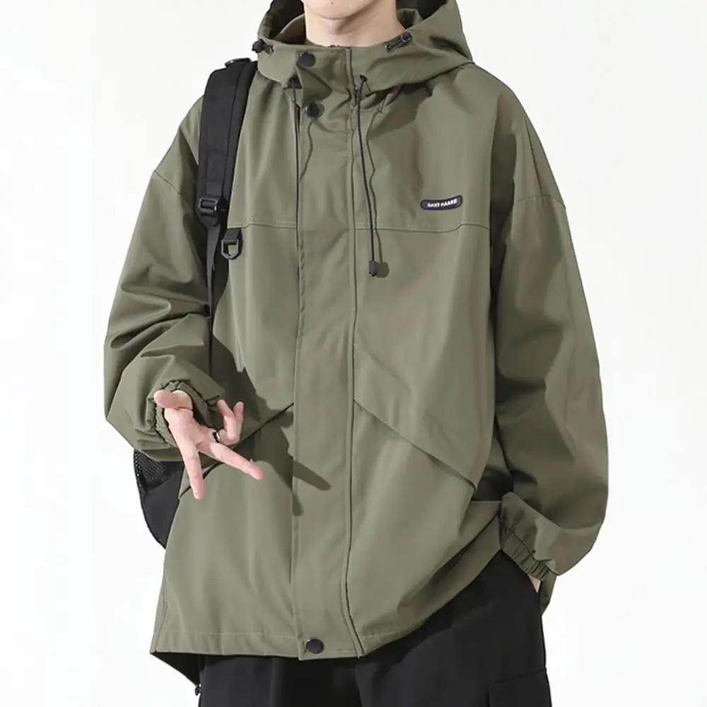 Mens Fashion Tactical Windbreaker Jacket Hooded Waterproof Cargo Casual Outdoor Autumn Winter Sportswear Coat