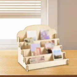 Greeting Card Display Stand Desktop Storage Rack for Postcards Hair Clips Wooden Greeting Card Display multi Tier Stand