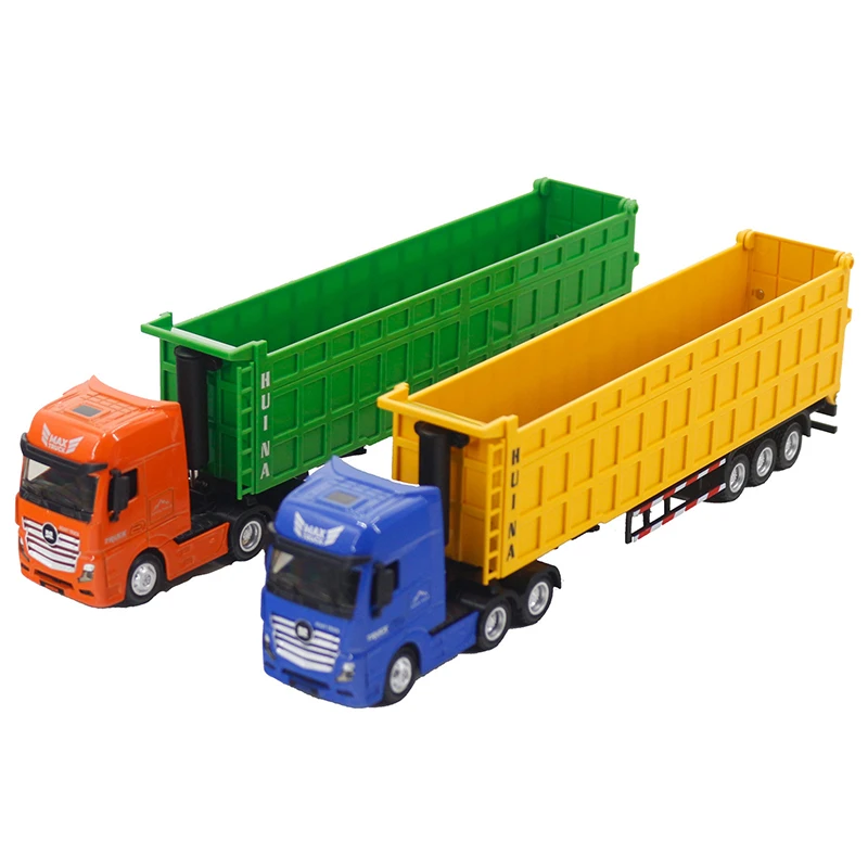 

2024 Huina New Alloy Simulation Model Static 1:50 Toy Car Dump Truck Container Truck Engineering Car Boy'S Outdoor Toy Xmas Gift