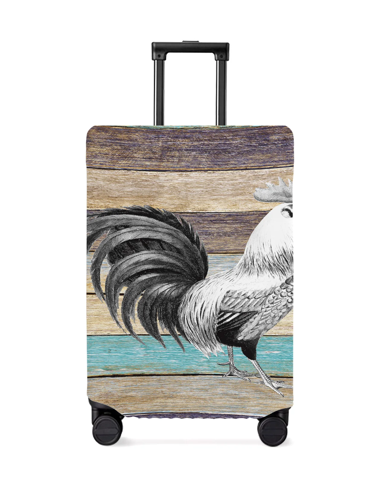 

Farm Animal Rooster Wood Grain Travel Luggage Protective Cover for Travel Accessories Suitcase Elastic Dust Case Protect Sleeve