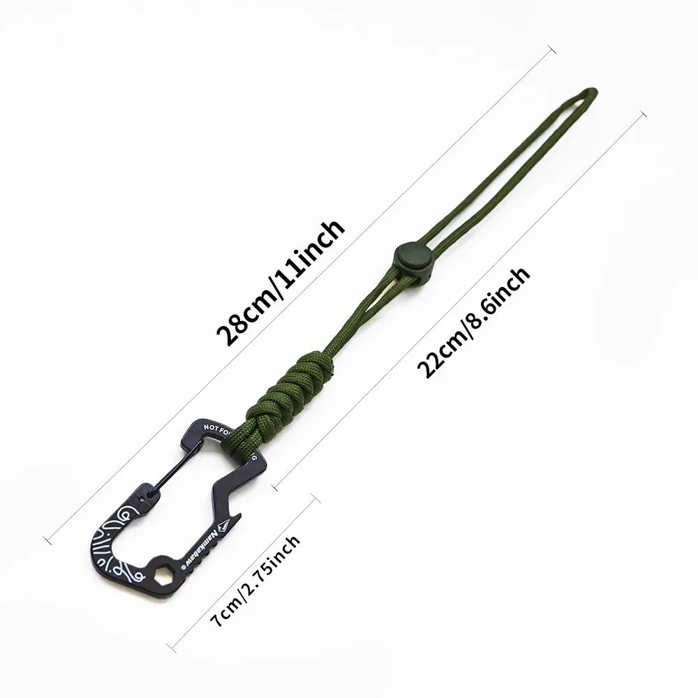 Multifunktionaler taktischer Hakenkarabiner mit Paracord-Schlüsselanhänger und Anti-Verlust-Seil für Outdoor-Camping, Wandern und Notfallausrüstung – Detail 7