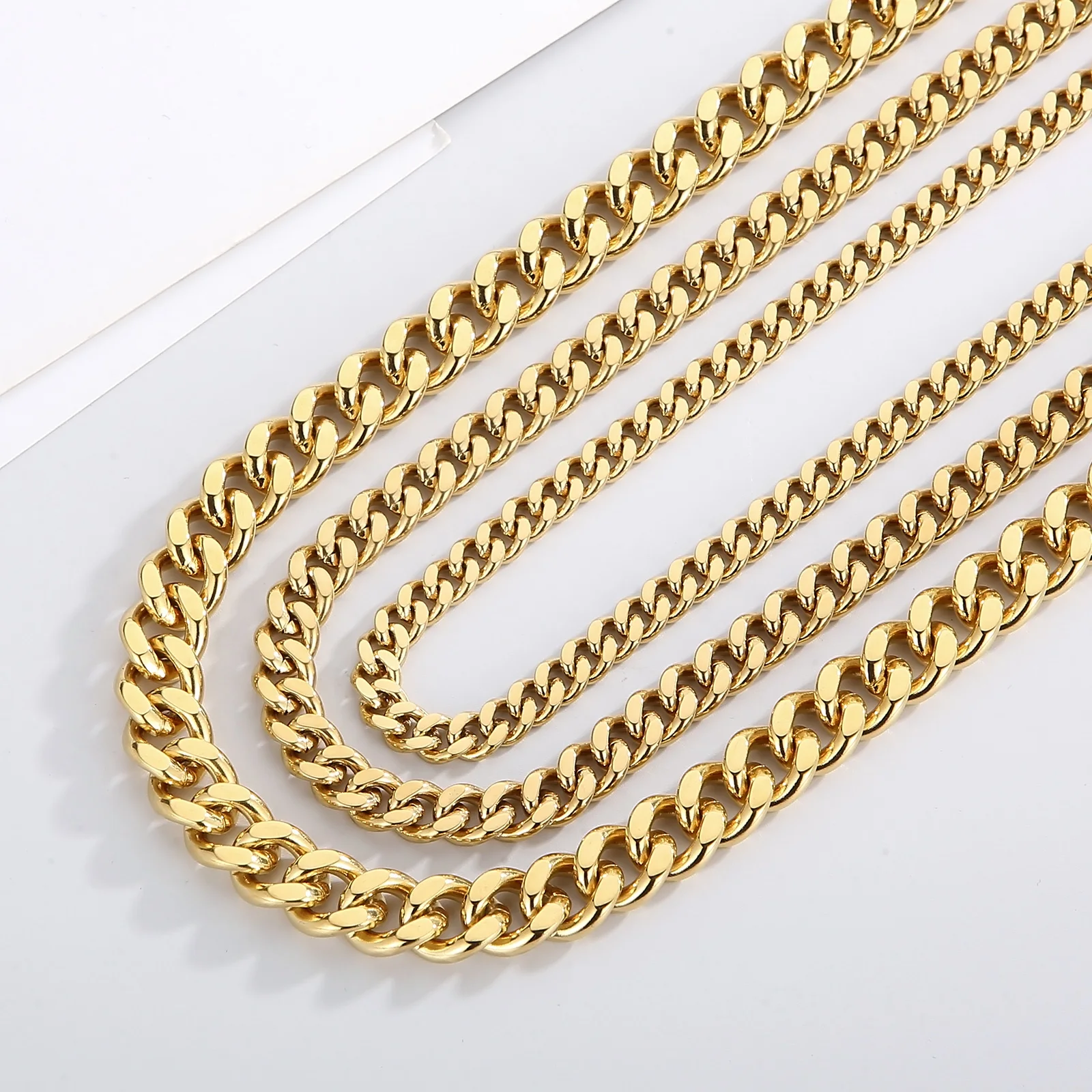 6/8/11mm Hip Hop Gold/Silver Color Multi Size Curb Cuban Chain Necklace Bracelet Men Women Stainless Steel Best Gift