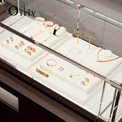 Oirlv Fashion Microfiber Jewelry Display Organizer Props Ring Pendant Necklace Holder Jewelry Rack Display Stand Sets Showcase