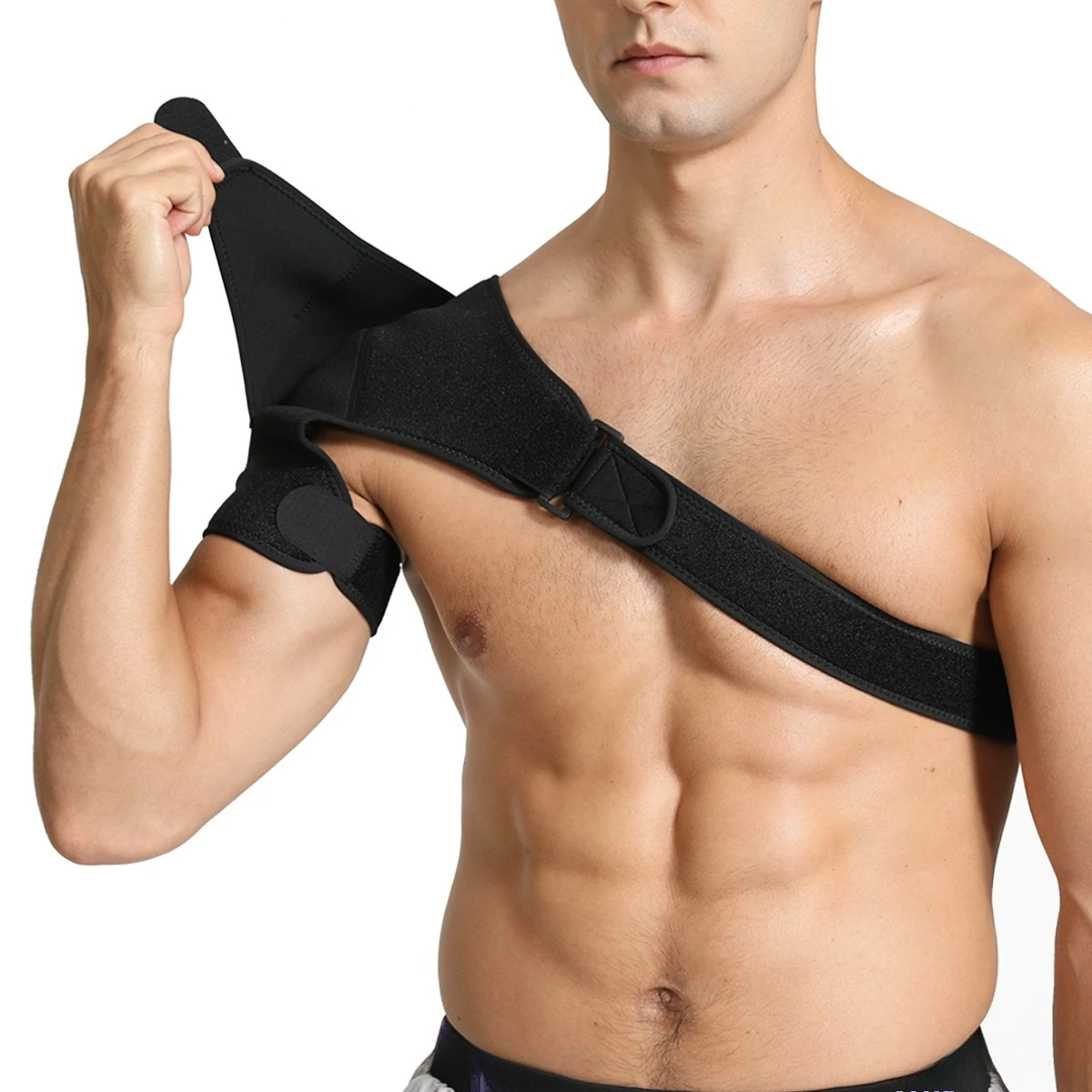 1pc Shoulder Brace with Pressure Pad Left and Right Shoulder Injuries Protect Back Belt Breathable Adjustable Protective Gear