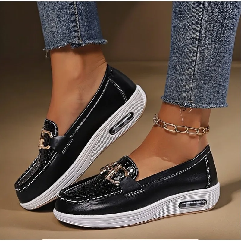 

Luxury Designer Women Fashion Loafers Breathable Slip-On Vulcanized Shoe Large Size Wedge Heel Lightweight Woman Casual Sneakers
