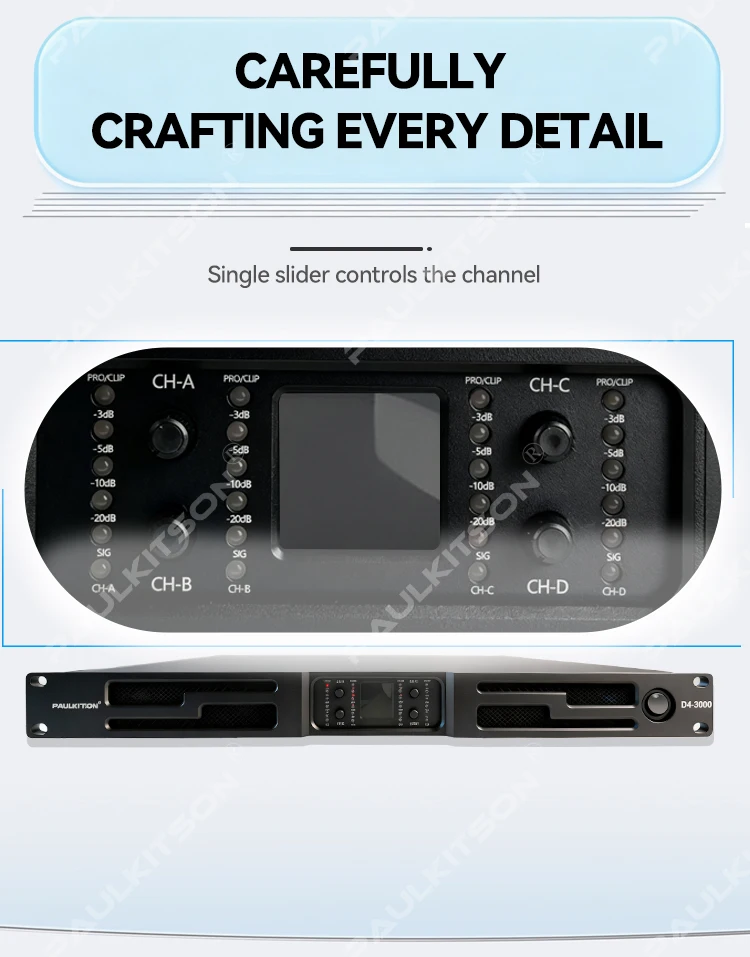 Paulkitson PD4-3500 4-Kanal SIC Digital Class D Leistungsverstärker mit hoher Ausgangsleistung für professionelle Bühnen-, Bar- und Konzert-Audio-Lautsprecher – Detail 12