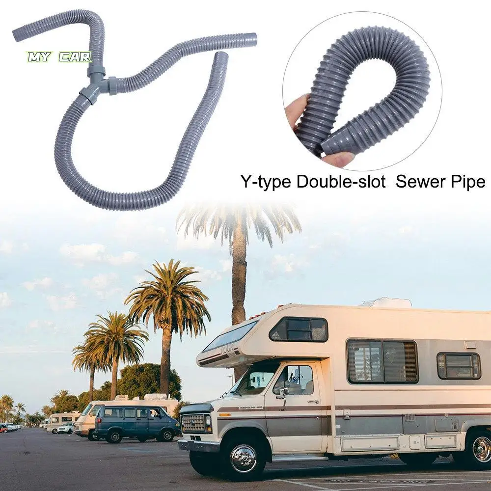 Thicken Y-type Double-slot Sewer Pipe Waste Water Outlet Durable Three-way Drain 30mm Foldable Y Hose Connector Pipe