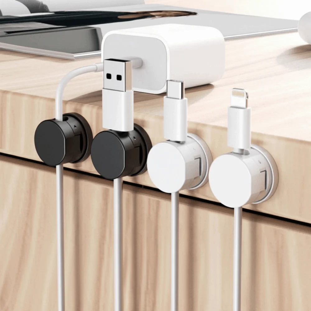 3Pcs Wire Arrangement Magnetic Cable Organizer Adjustable Adhesive Cord Holder Rotatable Cable Management Home