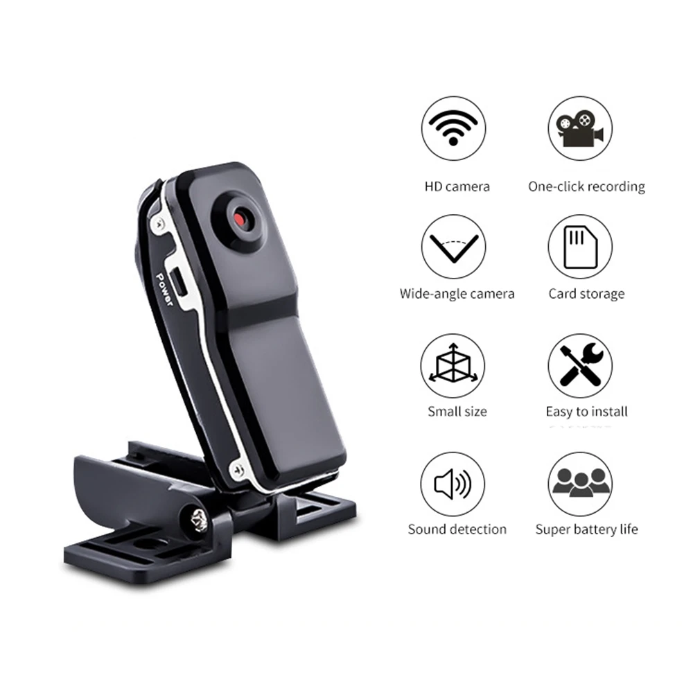 กล้องบันทึกกีฬา MD80ขนาดเล็กกล้อง DV เครื่องบันทึกวีดีโอด้วยเสียงกล้องขนาดเล็กสำหรับเดินป่ากลางแจ้งหมวกกันน็อคกล้องแบบพกพา