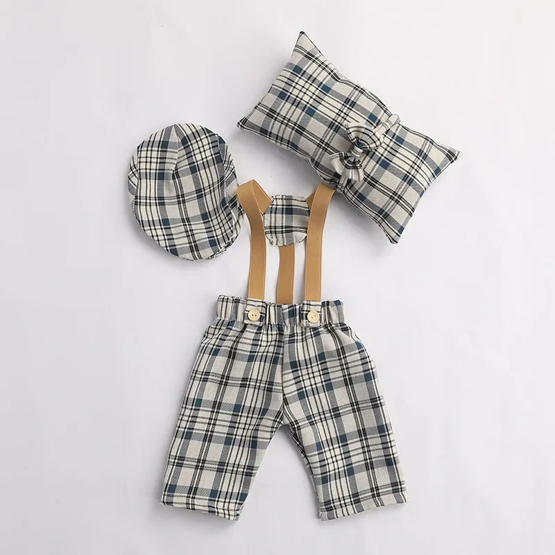 Newborn Photography Clothing Full Moon Baby Clothing Pillow Photography Studio Knitted Boys and Girls Four Piece Set  bebê