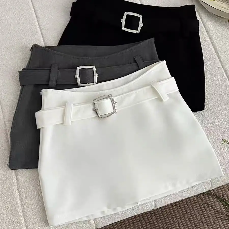 White Hip Skirt Women 2026 Summer Spice Girl High Waist A-word Skirt