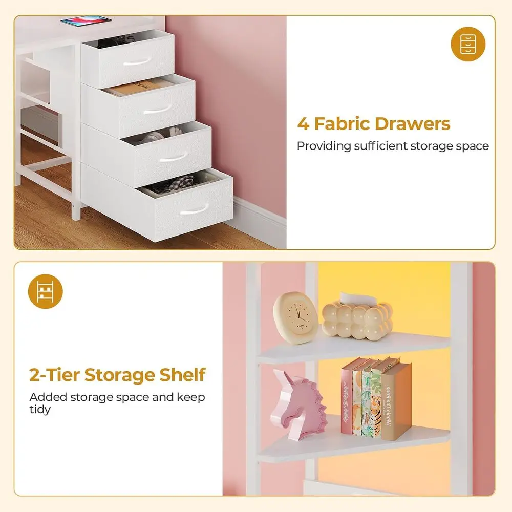 Full Over Full Bunk Bed with Desk, Charging Station, LED Lights, Storage Drawers, and Shelves, Metal Frame with Safety Rail and view 6