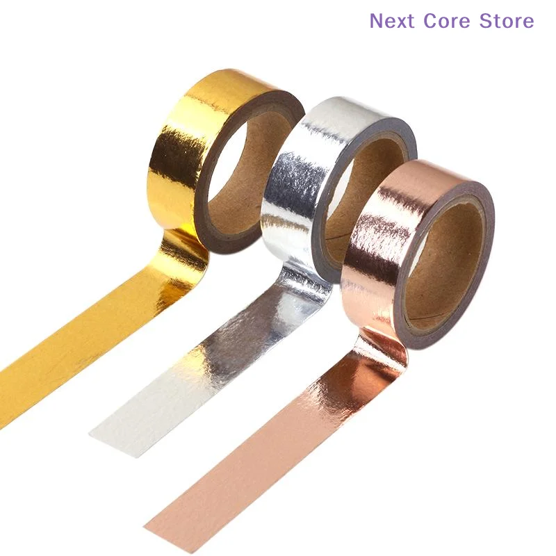 [NC]Gold/Silver/Rose Gold 15mm*5m Tape Diary Decoration DIY Masking Adhesiva For Scrapbooking Supplies[NC]