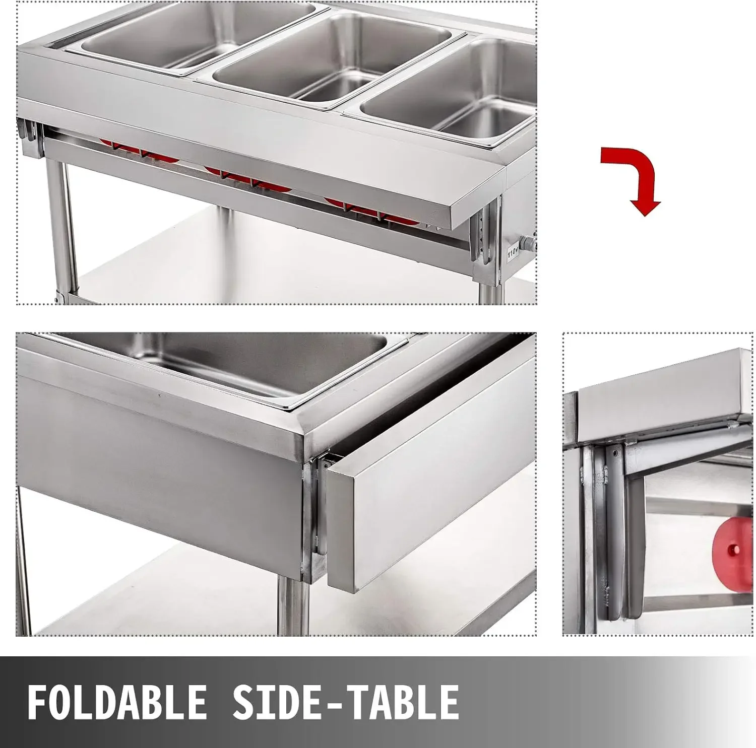 BestsellerBestsellerSteam Table Food Warmer 4 Pot Steam Table Food Warmer 18 Quart/Pan with Lids with 7 Inch Cutting Board Comme