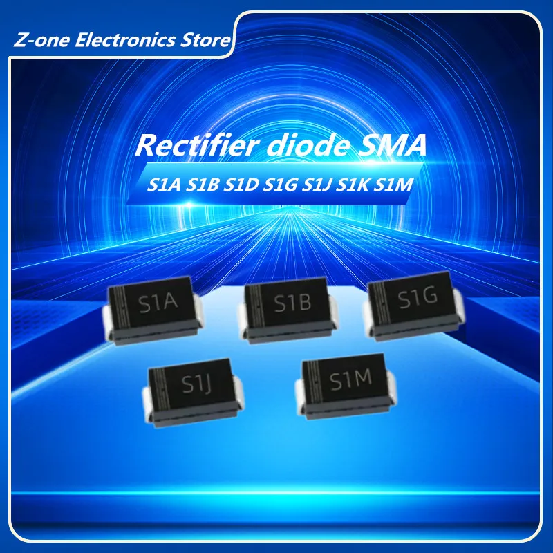 100Pcs  S1A S1B S3M S1D S1G S1J S2M S1M SMD Rectifier Diode 1A 2A 3A 50V 100V 200V 400V 600V 800V 1000V DO-214AC SMA Diodes