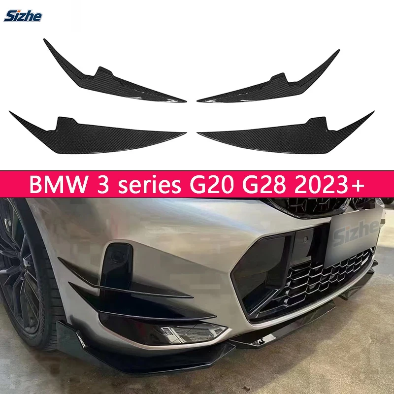 

‌Carbon Fiber Front Bumper Spoiler + Wind Knife Splitter & Canard Trim Kit for BMW 3 Series G20/G28 2023+ M-Sport Style Body Kit