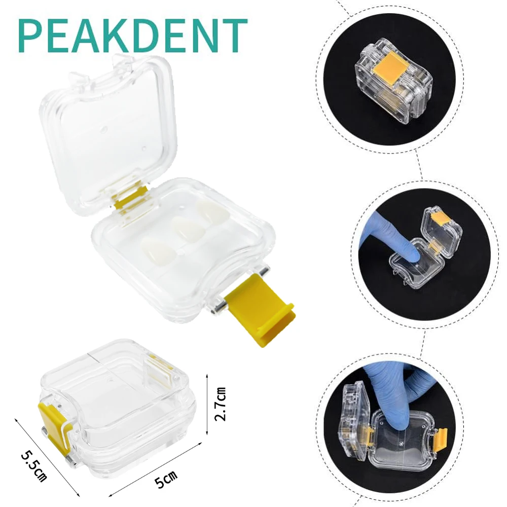 

5Pcs Membrane Tooth Boxes Transparent Membrane Film Tooth Box with Latch Denture Veneers Storage Boxes Dentistry Materials