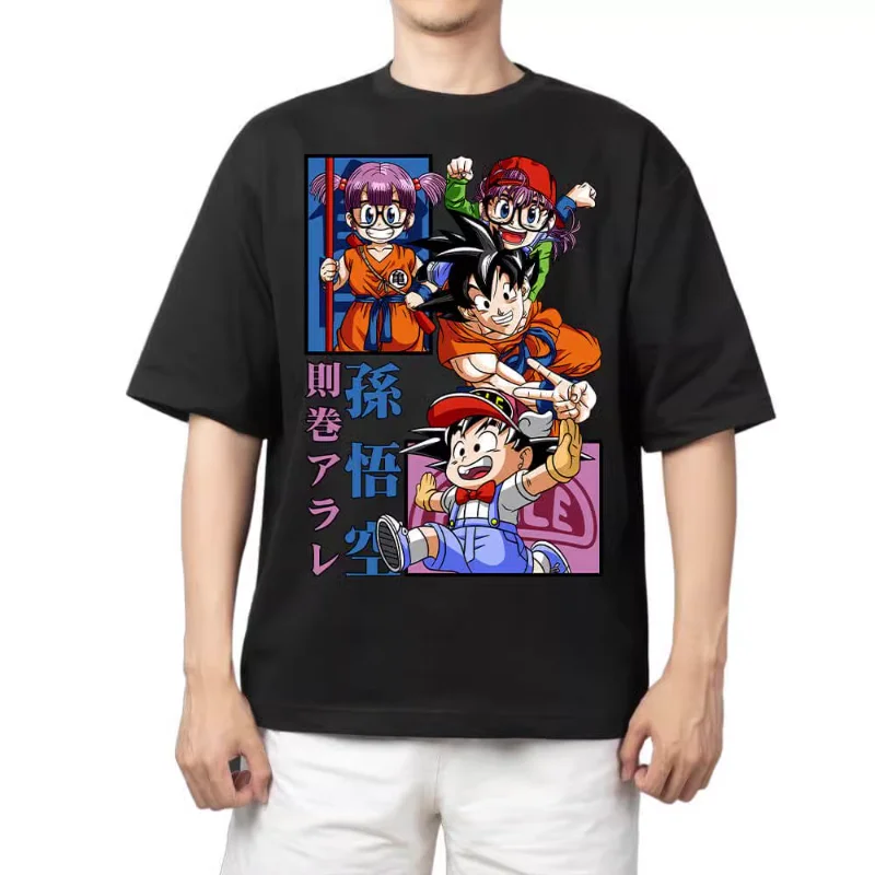 

Dragon Ball Pattern Printed T-shirt Men's American Retro Small Neckline Loose Large Size Versatile Short-sleeved T-shirt Clothes