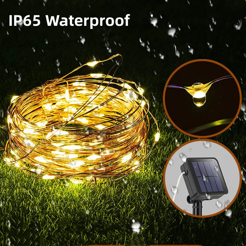 Solar Outdoor Light Garland Waterproof Garden Decoration Solar Powered Garland 8 Flashing Modes Christmas Street Fairy Lights