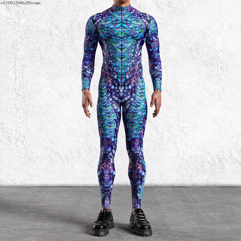 Men Cool Black Jumpsuit CyberPunk Romper Halloween Carnival Party Cosplay Steampunk Costume Party Fighter Elastic Bodysuit