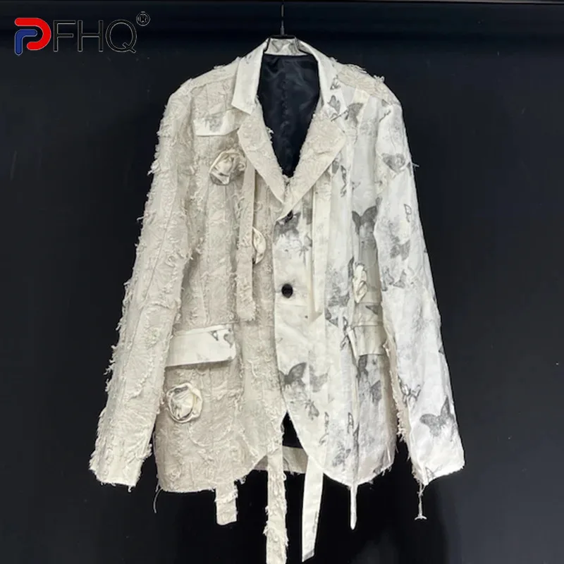 PFHQ Design Suit Jacket 2024 New Casual Spring Patchwork Long Sleeve Single Breasted Korea Fashion Male Tops 21Z5330