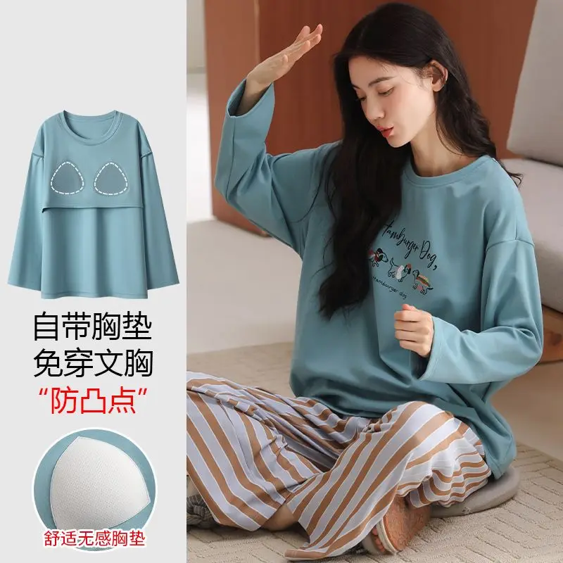 2026 Spring Autumn Long Sleeve 100% Cotton Lingerie Pajama Sets for Women Korean Sleepwear Pyjama Pijama Mujer Homewear Clothes